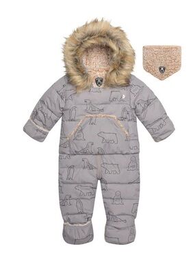 Deux par Deux Baby 1pc Grey Car Seat Safe Snowsuit 12m